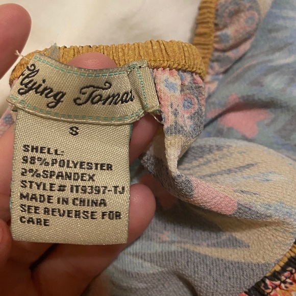 Flying Tomato Boho Tropical Mixed Off Shoulder Top - Picture 2 of 2